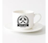 LAYEHDF Novelty Ceramic Cup Libra Justice Legislation Notary Office Law scrivenerg （6oz/175ml） for Home and Office，Sets Tea Cup with Saucers (White)