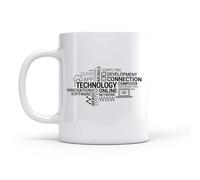LAYEHDF Novelty Ceramic Cup Technology Internet Innovation Words Cloud Office （11oz/320ml） Ceramic Coffee Mugs for Home or Work