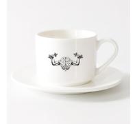 LAYEHDF Novelty Tea or Coffee Cup Mind Brain Training Barbell workplaceg （6oz/175ml） Office, Home, Café, Dishwasher & Microwave Safe，Sets Tea Cup with Saucers (White)