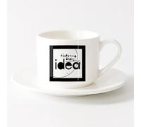 LAYEHDF Personalised Mugs Inspirational Phrase Everything Begins with Idea （6oz/175ml） and Mulled Drinks, Espresso，Sets Tea Cup with Saucers (White)
