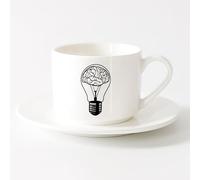 LAYEHDF Porcelain Coffee Mugs Brain Creative idea Bulb Office Style ig （6oz/175ml） Ceramic Coffee Mug for Cappuccino Tea, Milk,，Sets Tea Cup with Saucers (White)