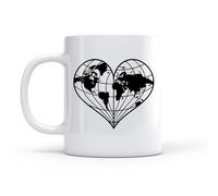 LAYEHDF Porcelain Coffee Mugs World Atlas Earth Love Geography Peace （11oz/320ml） Cappuccino, Latte Macchiato, Tea, Espresso