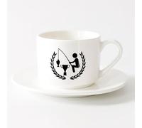 LAYEHDF Porcelain Latte Tea Cup Fisher Fish Sport Hobby Tackle Rod （6oz/175ml） Coffee, Tea, Latte, Milk, Cocoa, Juice and Other Hot Drinks，Sets Tea Cup with Saucers (White)