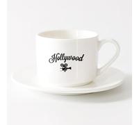 LAYEHDF Stoneware Coffee Mugs with Handle Hollywood Camera Movie Making （6oz/175ml） Stylish & Durable - Microwave & Dishwasher Safe，Sets Tea Cup with Saucers (White)