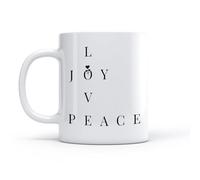 LAYEHDF Stoneware Coffee Mugs with Handle Lettering Love Peace Joy Hippy （11oz/320ml） Stylish & Durable - Microwave & Dishwasher Safe