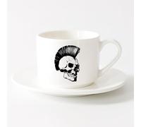 LAYEHDF Stylish Coffee Mug Day of The Dead Horse Drawing Carnival Skull （6oz/175ml） Ceramic Coffee Mug for Cappuccino Tea, Milk,，Sets Tea Cup with Saucers (White)