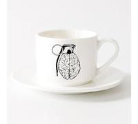 LAYEHDF Stylish Tea and Coffee Cups Creative Brain Grenade Mind anatomyg （6oz/175ml） Great for Home, Office, Cafes, Gift Ideas，Sets Tea Cup with Saucers (White)