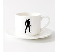 LAYEHDF Tea, Coffee and Hot Chocolate Cups Ninja Fighter Shadow Killer （6oz/175ml） Cappuccino, Latte Macchiato, Tea, Espresso，Sets Tea Cup with Saucers (White)