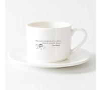LAYEHDF Tea Cup Most Courageous act is Still to Think Yourself Quote ig （6oz/175ml） Cappuccino, Latte Macchiato, Tea, Espresso，Sets Tea Cup with Saucers (White)