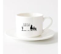 LAYEHDF White Ceramic Coffee Mugs Cactus Wild West Western Movie Cowboys （6oz/175ml） Stylish & Durable - Microwave & Dishwasher Safe，Sets Tea Cup with Saucers (White)