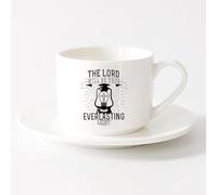 LAYEHDF White Mugs Bible Religion Quote The Lord Will Be Your Everlasting Light （6oz/175ml） Dishwasher Safe，Sets Tea Cup with Saucers (White)