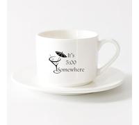 LAYEHDF White Mugs It's Five O'clock Somewhere Quote Margarita m （6oz/175ml） Coffee, Tea, Latte, Milk, Cocoa, Juice and Other Hot Drinks，Sets Tea Cup with Saucers (White)