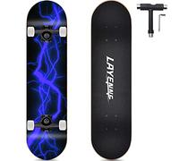 LAYENNE Skateboard, 31 x 8 Inch Complete Skateboard, 7 Layers Maple Skateboard Deck, ABEC-11 Holder, Suitable for Adults, Beginners, Boys, Girls, Teenagers and Children, Blue