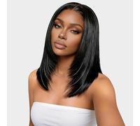 Layer Cut Straight Bob Wig Human Hair,9x6 Glueless Wig Human Hair with Drawstring Pre Cut Pre Plucked Lace Front Wigs Ready to Wear Straight Bob Closure Wig for Black Women 10 Inch