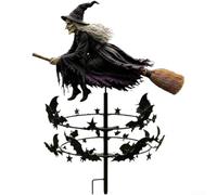 Layered Bat Wind Spinner Black Witch Garden Art