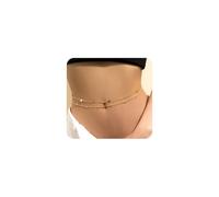 Layered Body Chain for Women Simple Bikini Waist Oval Beads Coin Chain Sexy Pearl Belly Belt Chain Adjustable Beach Bachelorette Party Jewelry, L, Non-Precious Metal, No Gemstone