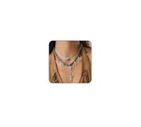 Layered Boho Necklaces for Women Turquoise Western Jewelry for Women Cactus Ox-Head Cross Hat Boots Country Necklace Stack Cowboy Cowgirl Necklace Bohemian Concert Outftis for Women Western