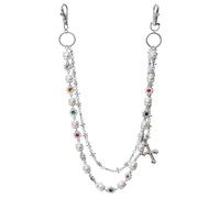 Layered Chain for Men Women Flower Pants Wallet Chain Jeans Chain Wallet Chain Layered Pocket Chains Keychain Chain Punk Jewelry, Regular, Rhinestone, Cubic Zirconia