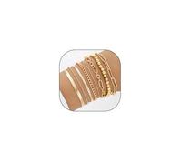 Layered Chunky Gold Statement Bracelet for Women Men Trendy Snake Paperclip Figaro Link Chain Bracelet Geometric Round Bead Bracelet Dainty Jewelry Gift, Suitable, Zinc, no gemstone
