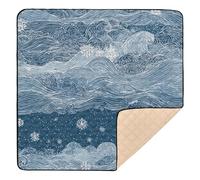 Layered Cloud - Snow Blue Pattern Soft Thick Baby Activity Play Mat for Floor Non-Toxic Padded Baby Mat for Babies Infants Toddlers, 50'' x 50''
