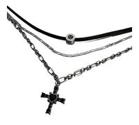 Layered Cross Necklace Tide Cool Hip Hop Stacked Wearing Collarbone Chain Gothic Co-ed Punk Style Pendant Necklace Valentine's Day Gift.