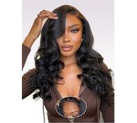Layered Cut Curtain Bangs Face-Framing 6x6 C Side Part Loose Body Human Hair Wig Pre Plucked Pre Cut HD Lace 200 Density Glueless Lace Front Wigs Human Hair for Black Women 20 Inch