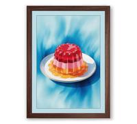 Layered Dessert Dream Retro Framed Wall Art Print A4 (29.7×21cm) Walnut, Wall Decor for Living Room, Bedroom, Office & Home, Ready to Hang, Art Gift