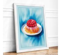 Layered Dessert Dream Retro Framed Wall Art Print A4 (29.7×21cm) White, Wall Decor for Living Room, Bedroom, Office & Home, Ready to Hang, Art Gift