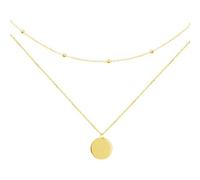 Layered Disc Pendant Choker Necklace for Women Girls 925 Sterling Silver 18K Gold Plated Dainty Full Moon Circle Coin Collar Two-Double Chain Fashion Y Jewellery Gifts Box Birthday Wedding Christmas