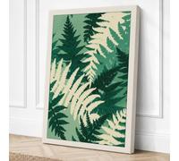 Layered Fern Fronds Botanical Canvas Wall Art Print 18x12 Inch (46 x 30 cm)