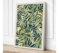 Layered Foliage Botanical Canvas Wall Art Print 18x12 Inch