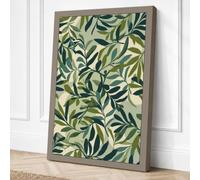 Layered Foliage Botanical Canvas Wall Art Print 18x12 Inch