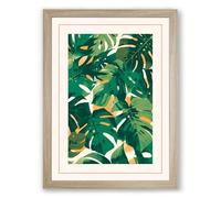 Layered Foliage Botanical Framed Wall Art Print A1 (84.1×59.4cm) Oak, Wall Decor for Living Room, Bedroom, Office & Home, Ready to Hang, Art Gift