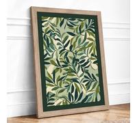 Layered Foliage Botanical Framed Wall Art Print A2 (59.4×42cm) Oak, Wall Decor for Living Room, Bedroom, Office & Home, Ready to Hang, Art Gift