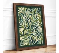 Layered Foliage Botanical Framed Wall Art Print A2 (59.4×42cm) Walnut, Wall Decor for Living Room, Bedroom, Office & Home, Ready to Hang, Art Gift