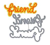 Layered Friend Sentiment Metal Cutting Dies for Card Making - Script Word & Shadow Layer Die Set - Cut Size 7 cm x 3.3 cm