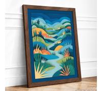 Layered Garden Dreams Botanical Framed Wall Art Print A3 Walnut