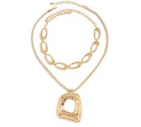 Layered Gold Chunky Cross Necklace For Women Stacked Gold Irregular Geometric Square Pendant Necklace Unique Punk Hip-Hop Oval Hollowed-Out Chain Necklace Fashion Accessories Creative Jewelry For