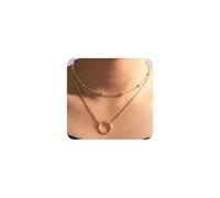 Layered Gold Circle Pendant Necklaces for Women Stackable Geometric Round Choker Necklaces Adjustable Geometry Necklaces Everyday Jewelry Accessories, L, Metal, No Gemstone