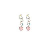 Layered Heart Earrings for Women Pink Heart Earrings Y2K Heart Preppy Earrings Cubic Zirconia Heart Earrings Charm Love Heart Earrings Dainty Heart Jewelry Gifts, Zinc, Cubic Zirconia