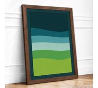 Layered Horizons Modern Framed Wall Art Print A2 (59.4×42cm) Walnut, Wall Decor for Living Room, Bedroom, Office & Home, Ready to Hang, Art Gift