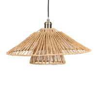 Layered Jute Pendant Light Shade Rustic Mid-Century Boho Style Natural Ceiling Light Shade Hanging Easy Fit Lampshade Bedroom Living Room Hallway Kitchen Dining Room Lampshades E27