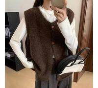 Layered knitted sweater vest for women offering a loose fit and moderate elasticity, suitable for everyday wear, clubs, and vacation in spring, summer, autumn, and winter (M coffee)