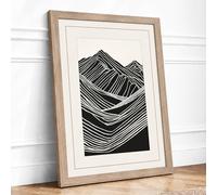 Layered Landscape Minimalist Framed Wall Art Print A2 (59.4×42cm) Oak, Wall Decor for Living Room, Bedroom, Office & Home, Ready to Hang, Art Gift