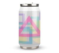 Layered Light-Colored Geometry Printed Stainless Steel Thermos Cup with Lid and Straw Suitable for Use in The Car Traveling Fitness Outdoor Activities Cafes Offices Home Use Etc
