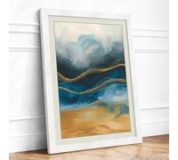 Layered Mountain Horizons Minimalist Framed Wall Art Print A3 White | Ready to Hang, Premium Gi Paper, Fade-Resistant Inks, Securely Packaged, UK Made
