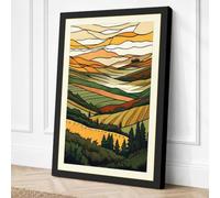 Layered Mountain Lands Rustic Canvas Wall Art Print 18x12 Inch (46 x 30 cm)