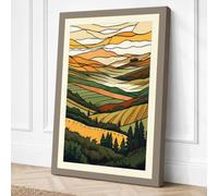 Layered Mountain Lands Rustic Canvas Wall Art Print 24x16 Inch (61 x 41 cm)