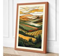 Layered Mountain Lands Rustic Canvas Wall Art Print 30x20 Inch (76 x 51 cm)