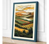 Layered Mountain Lands Rustic Canvas Wall Art Print 36x24 Inch (91 x 61 cm)